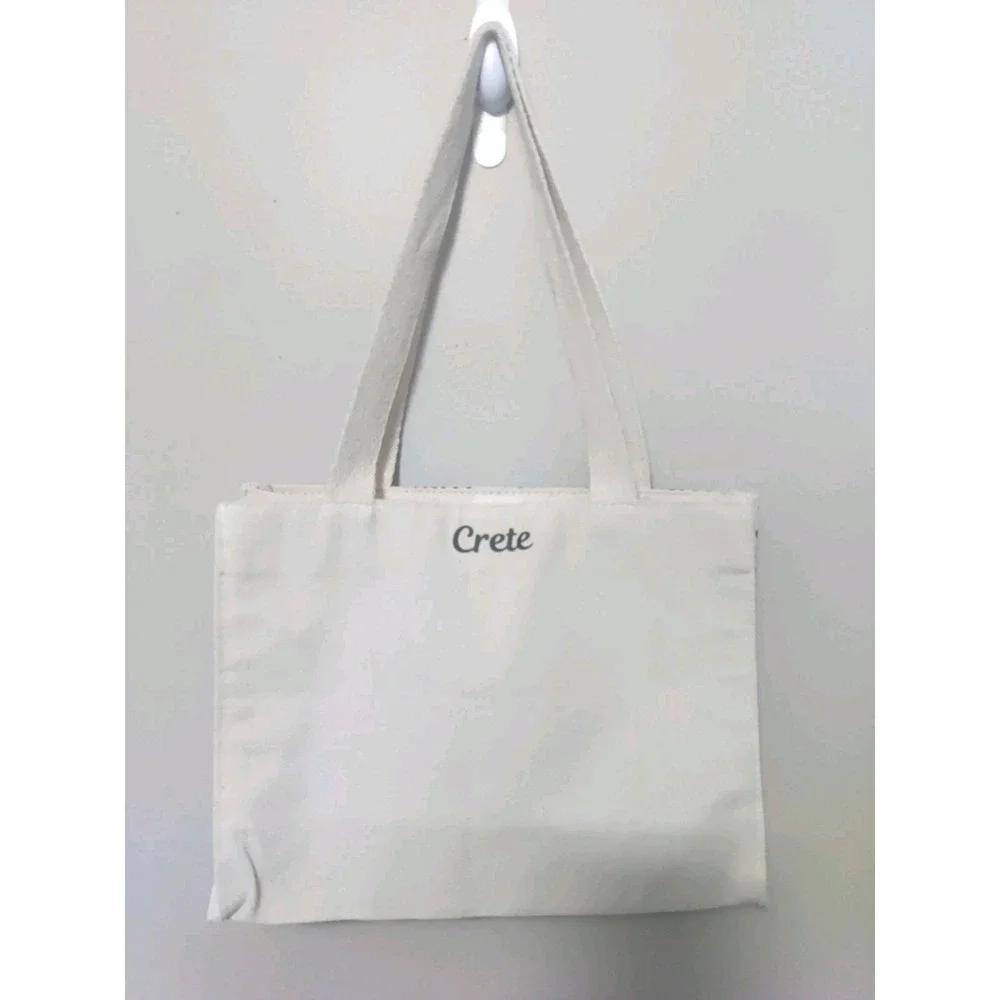 Crete Ivory Blue Evil Eye Woven Small Tote Bag 11 x 8.5‎ x 4